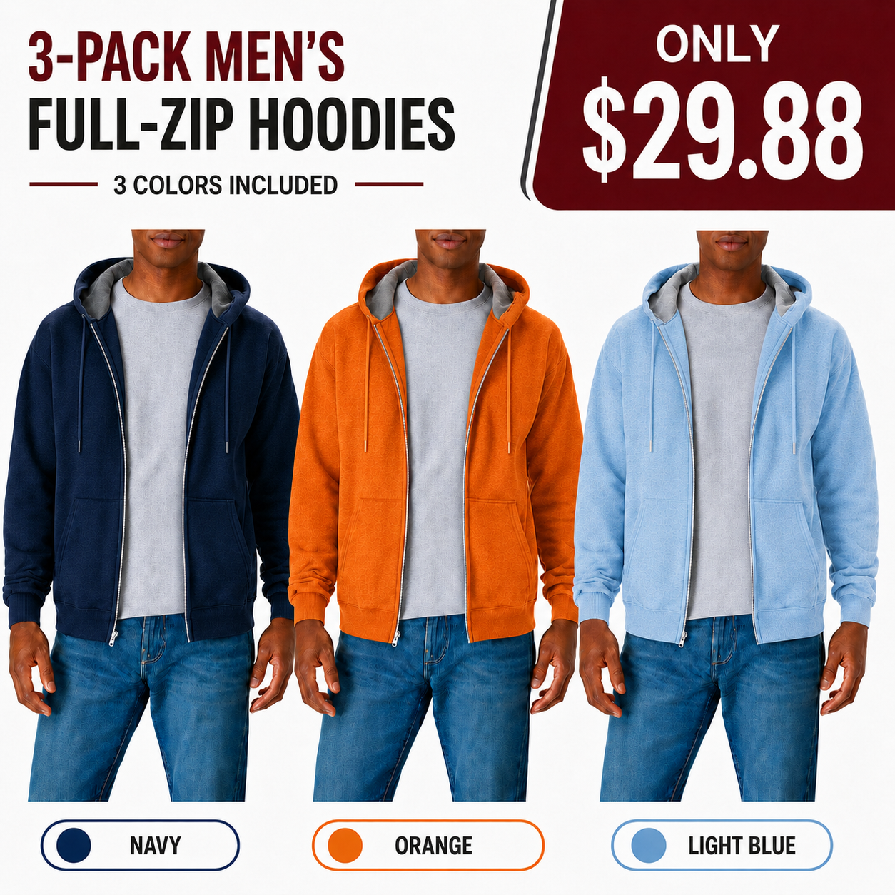 Men's Zip-up Hoodie，Hooded Sweatshirt
