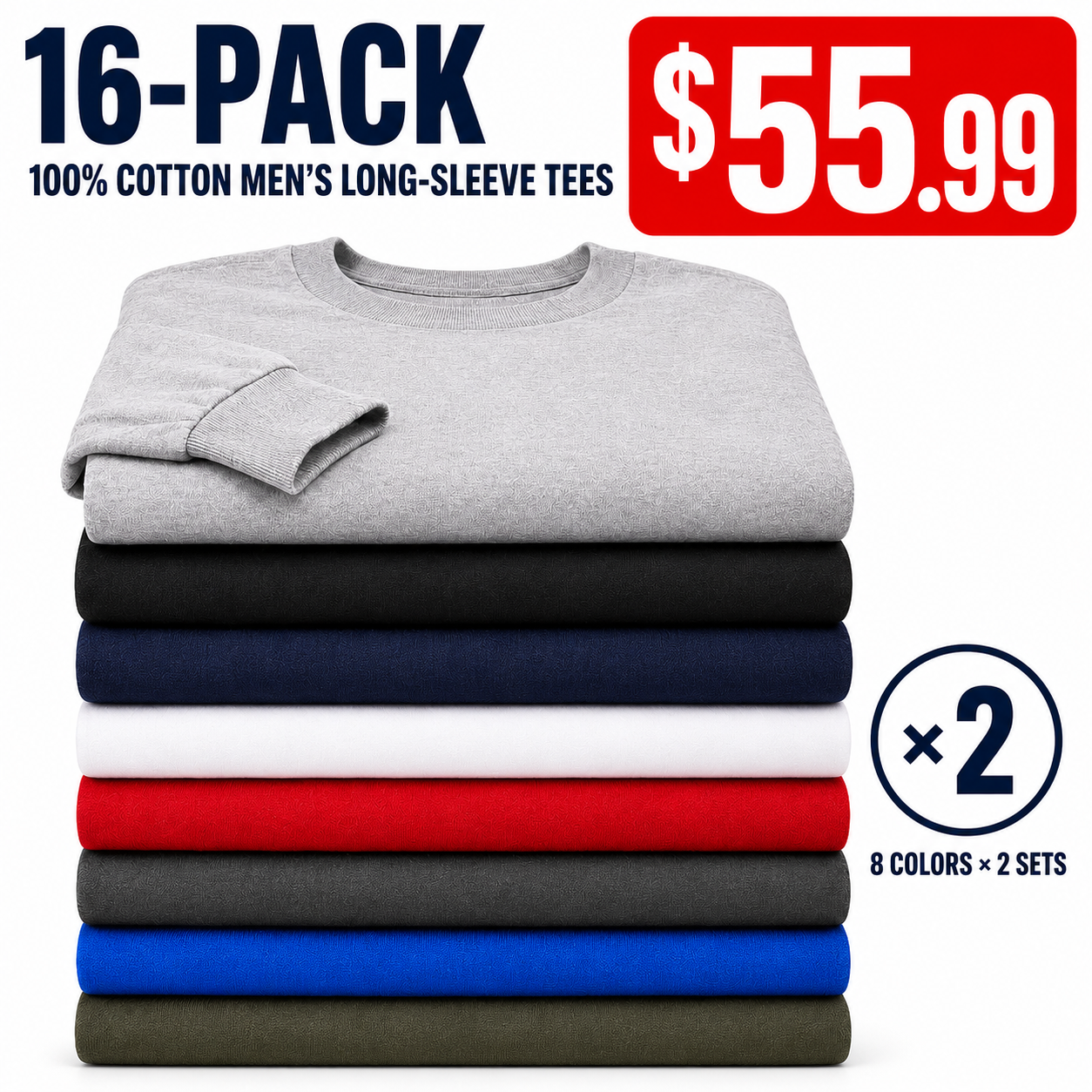 Men's 100% Cotton Long Sleeve T-Shirt