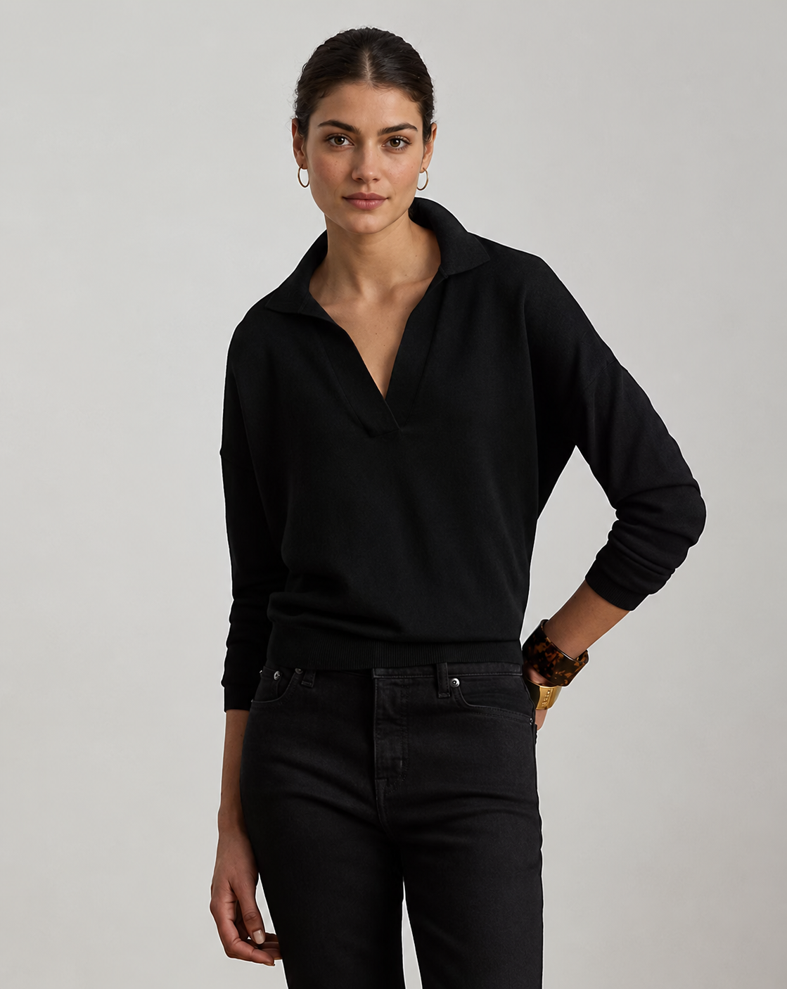 Women's Cotton Polo Sweater
