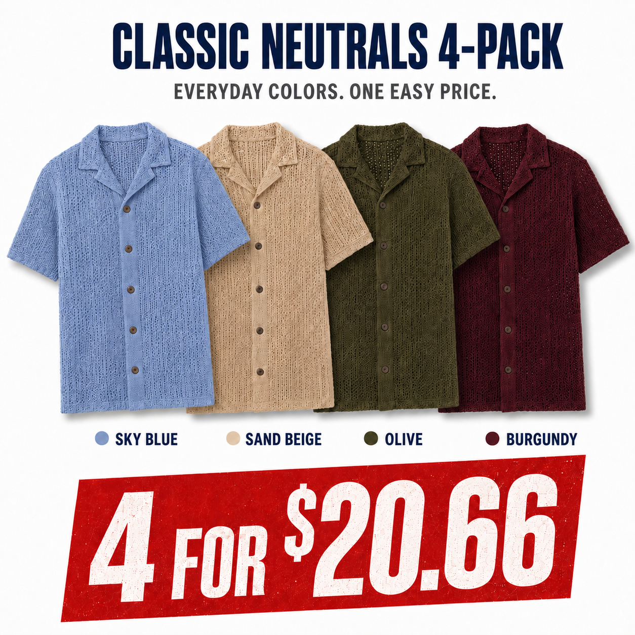 Men’s Open-Knit Short-Sleeve Shirt