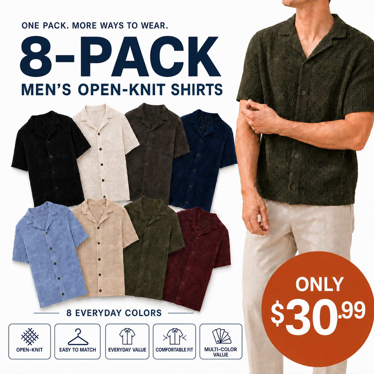 Men’s Open-Knit Short-Sleeve Shirt