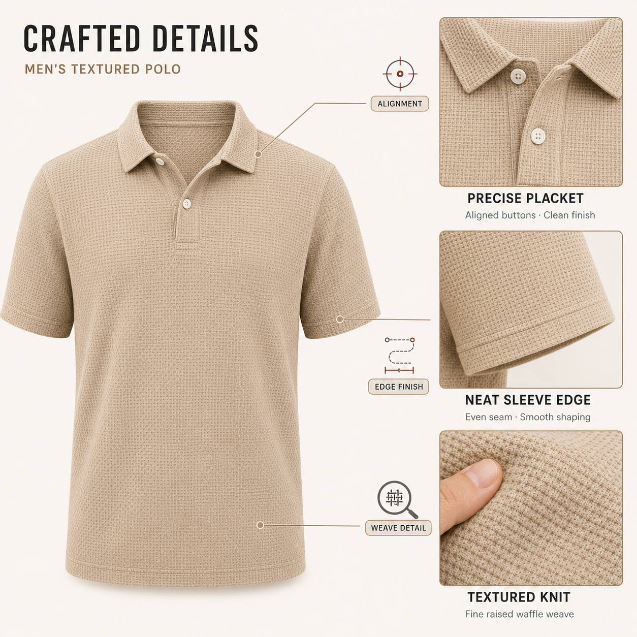 Men’s Textured Short-Sleeve Polo Shirt