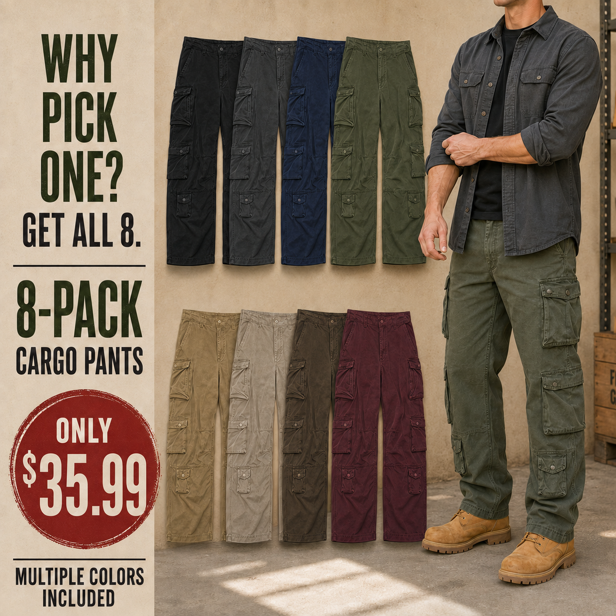  Men’s Utility Cargo Pants