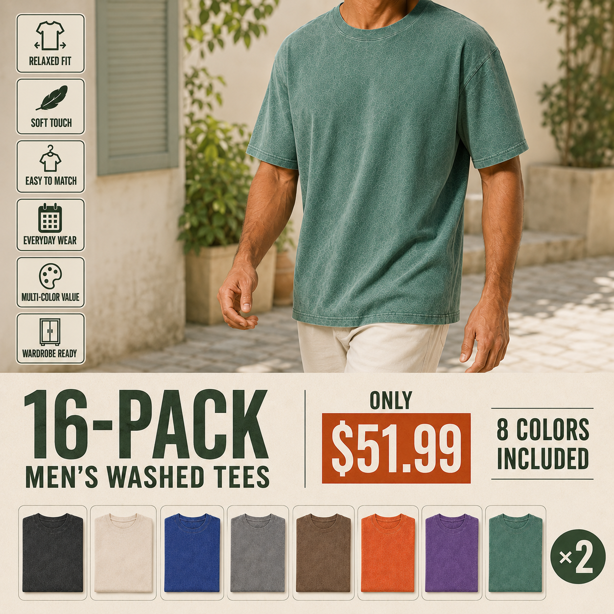 Oversized Tshirts for Men 100 Cotton CrewNeck Short Sleeve Vintage Washed BasicLoose Tees
