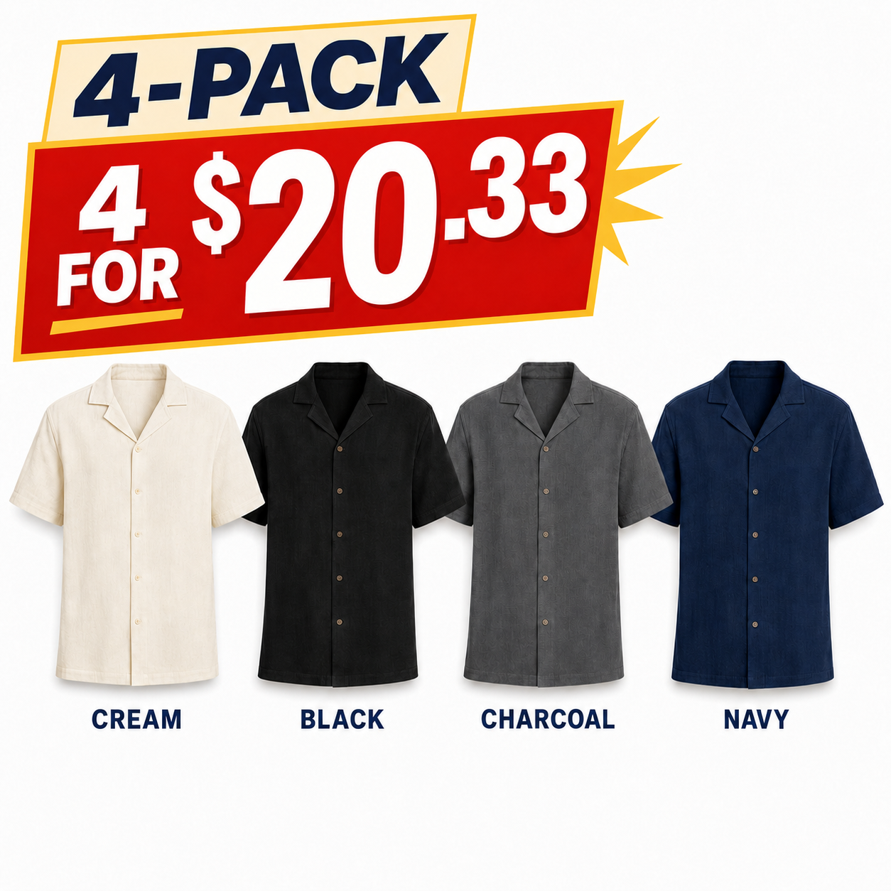 Men’s Textured Short-Sleeve Camp Collar Shirt