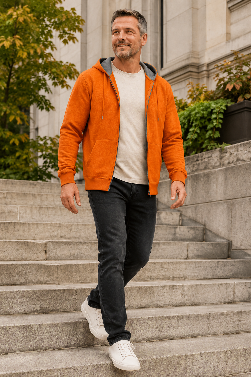 Men's Zip-up Hoodie，Hooded Sweatshirt