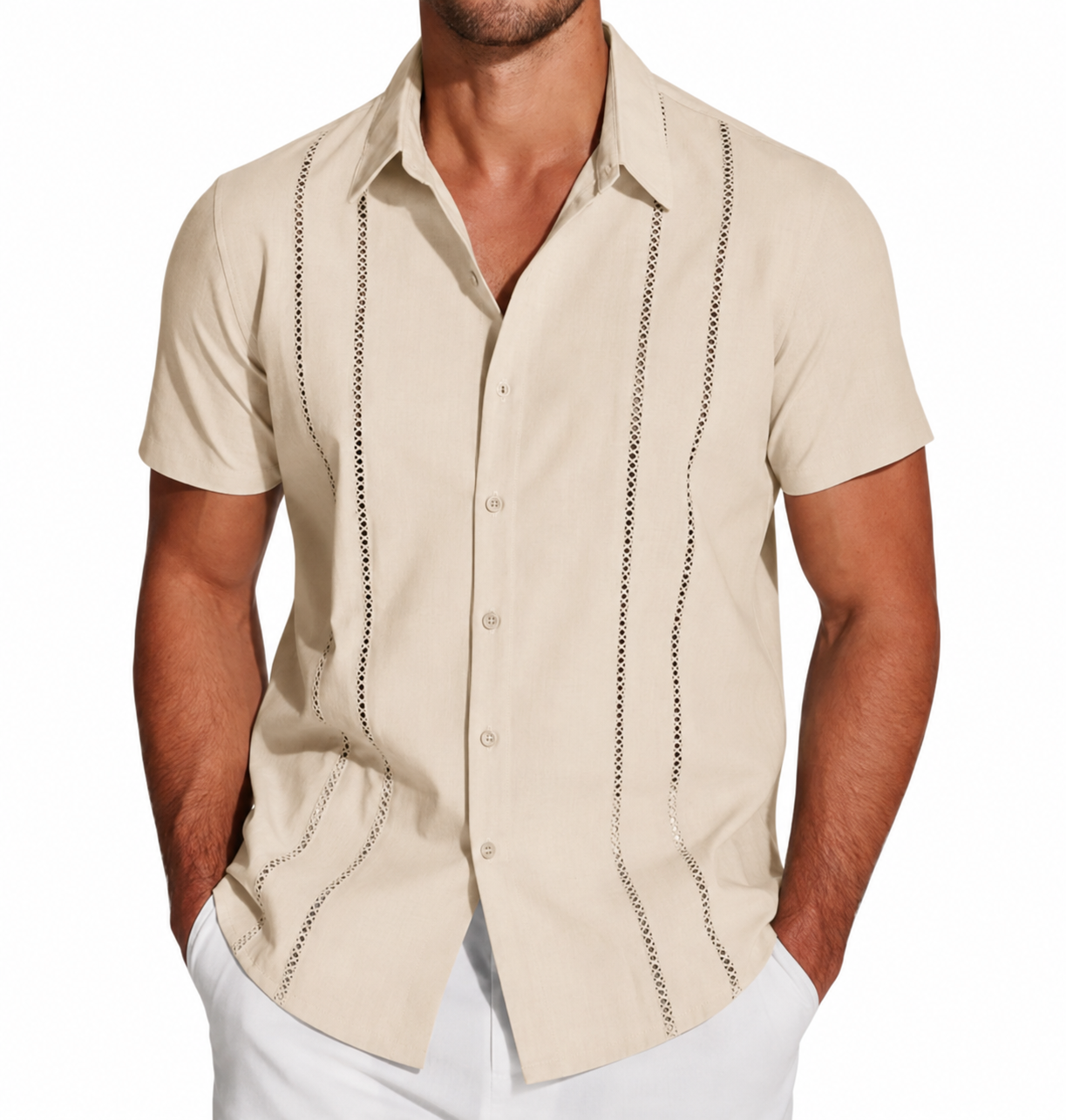 Men's Cuban ShortSleeve Button Down Shirt