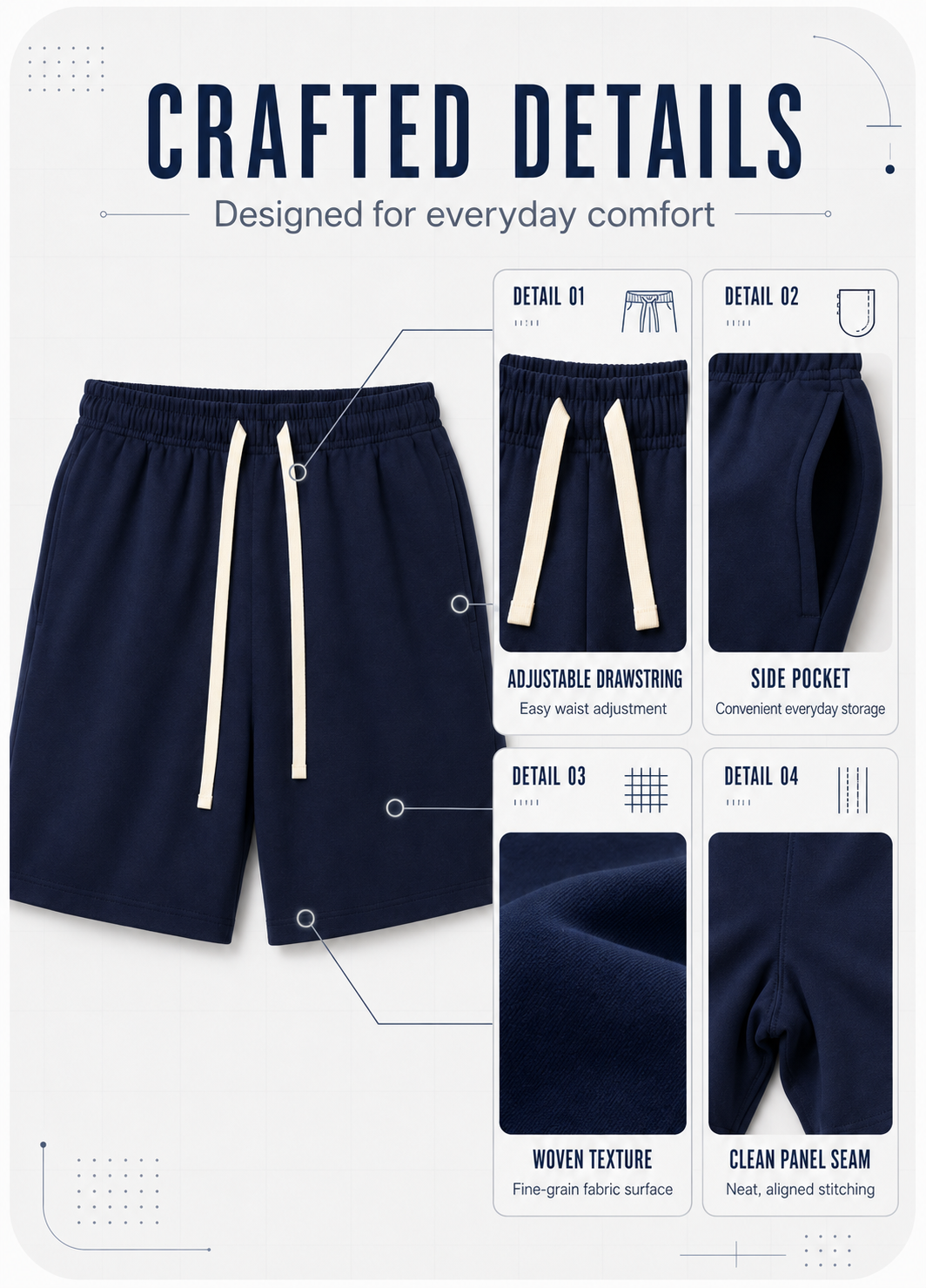 Men’s Elastic-Waist Drawstring Shorts