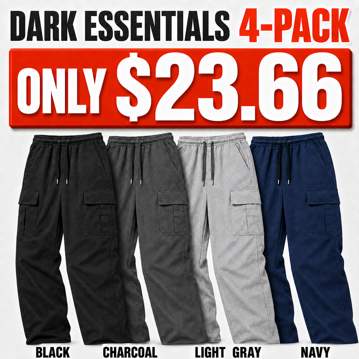 Men’s Drawstring Straight-Leg Cargo Pants