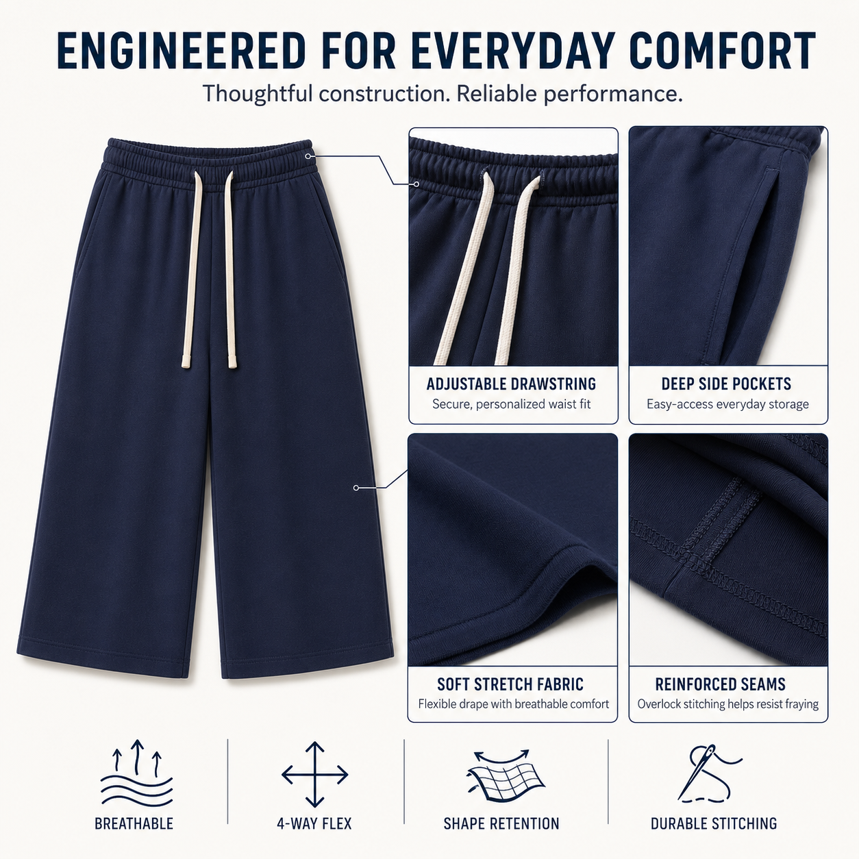 Men’s Drawstring Cropped Sweatpants