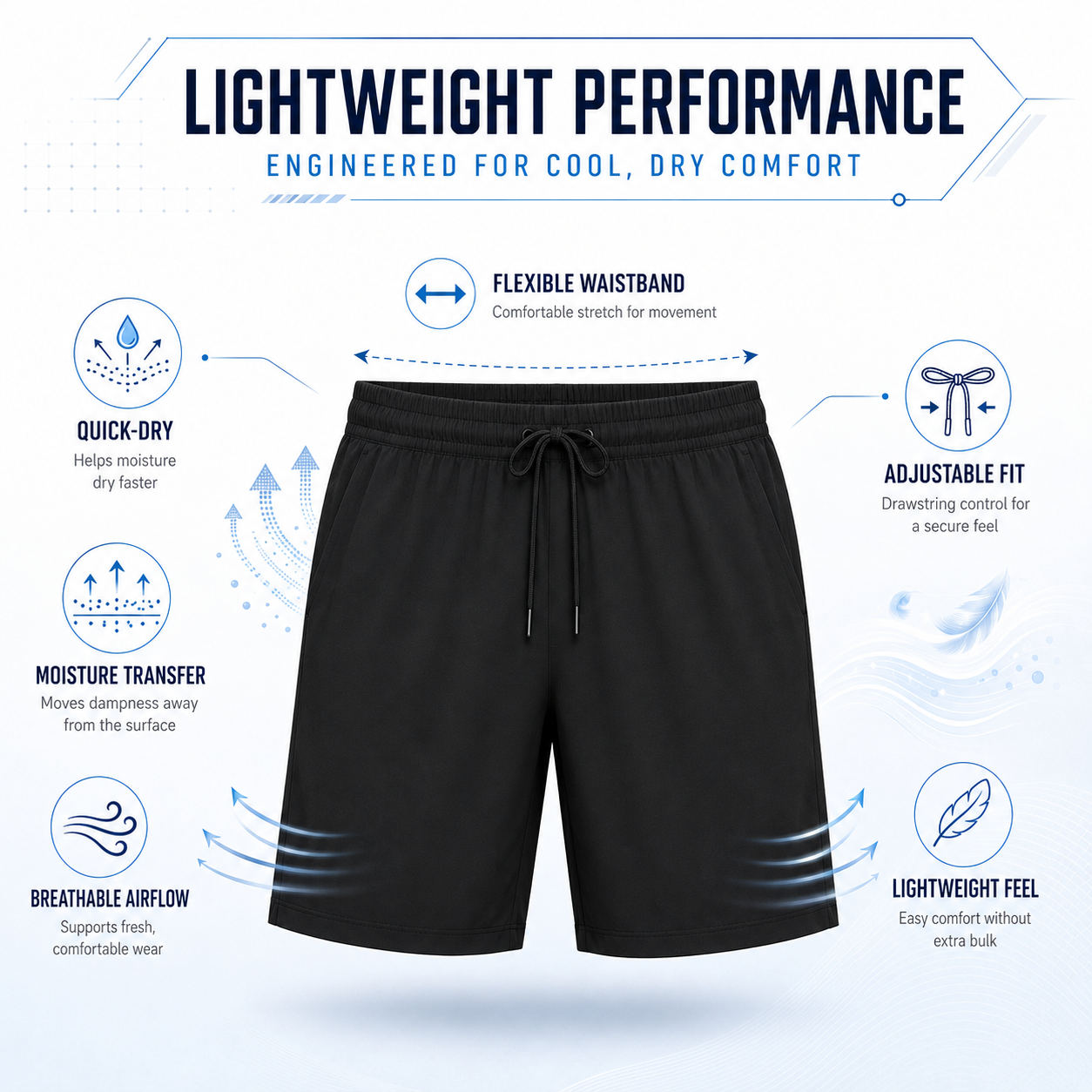 Men's Lightweight Quick-Dry Athletic Shorts Multi-Pack
