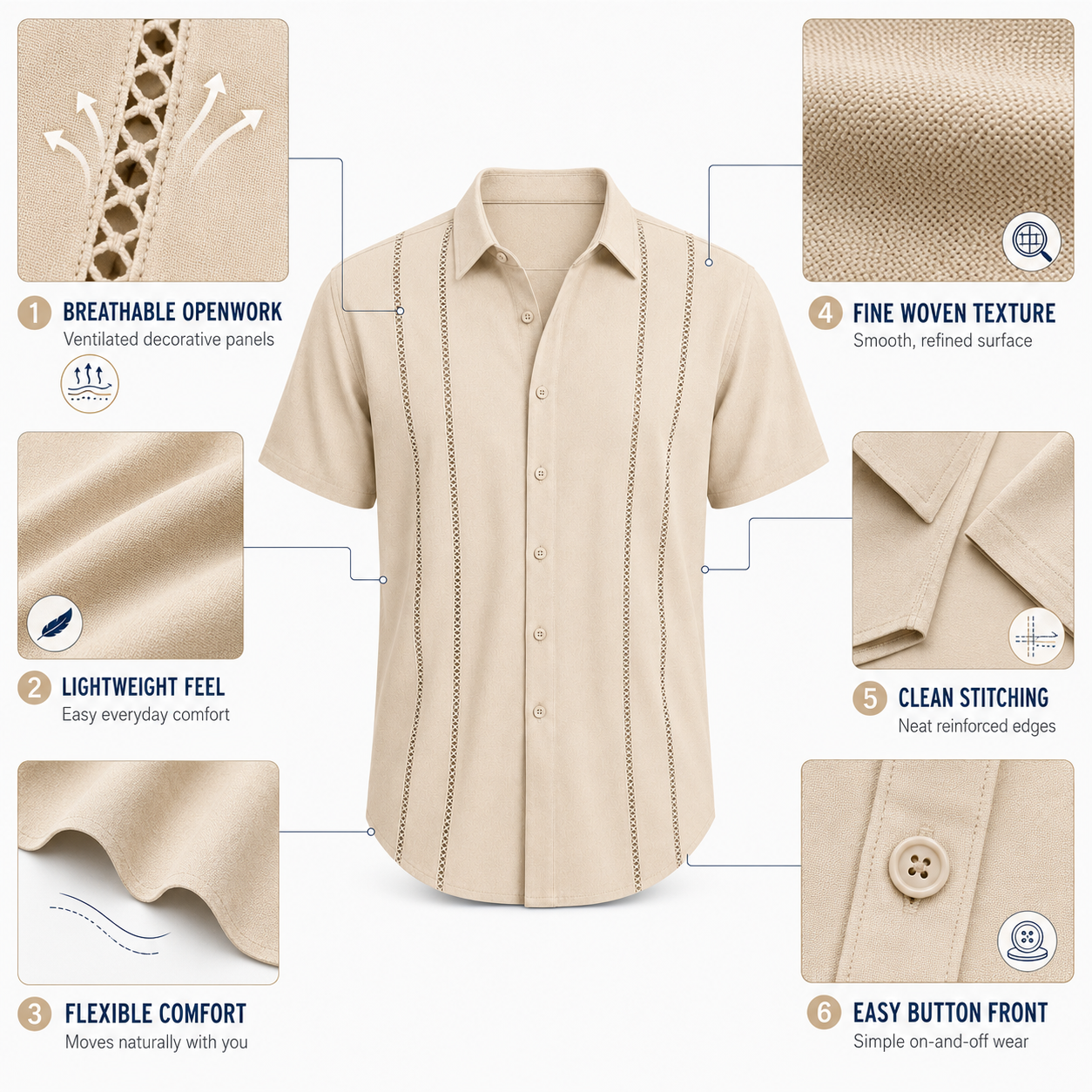 Men's Cuban ShortSleeve Button Down Shirt