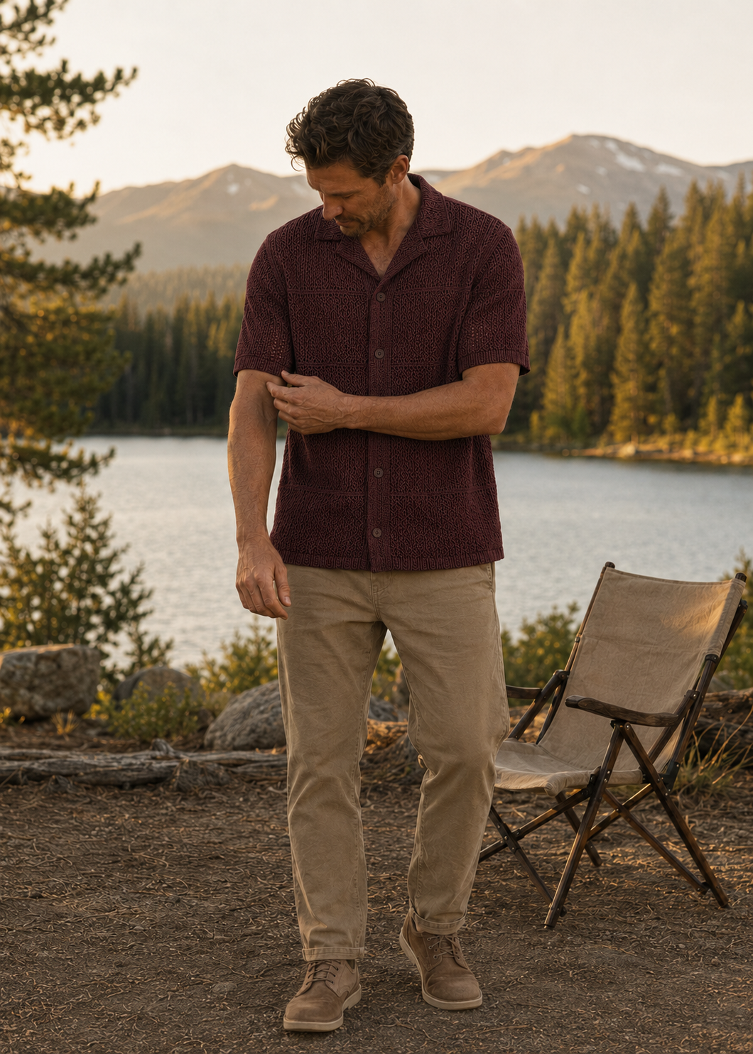 Men’s Open-Knit Short-Sleeve Shirt