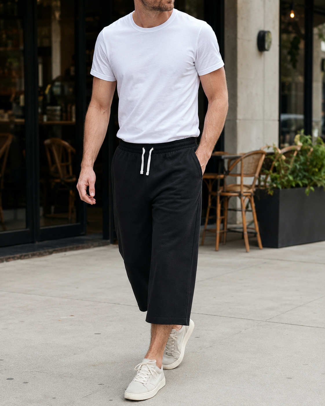 Men’s Drawstring Cropped Sweatpants