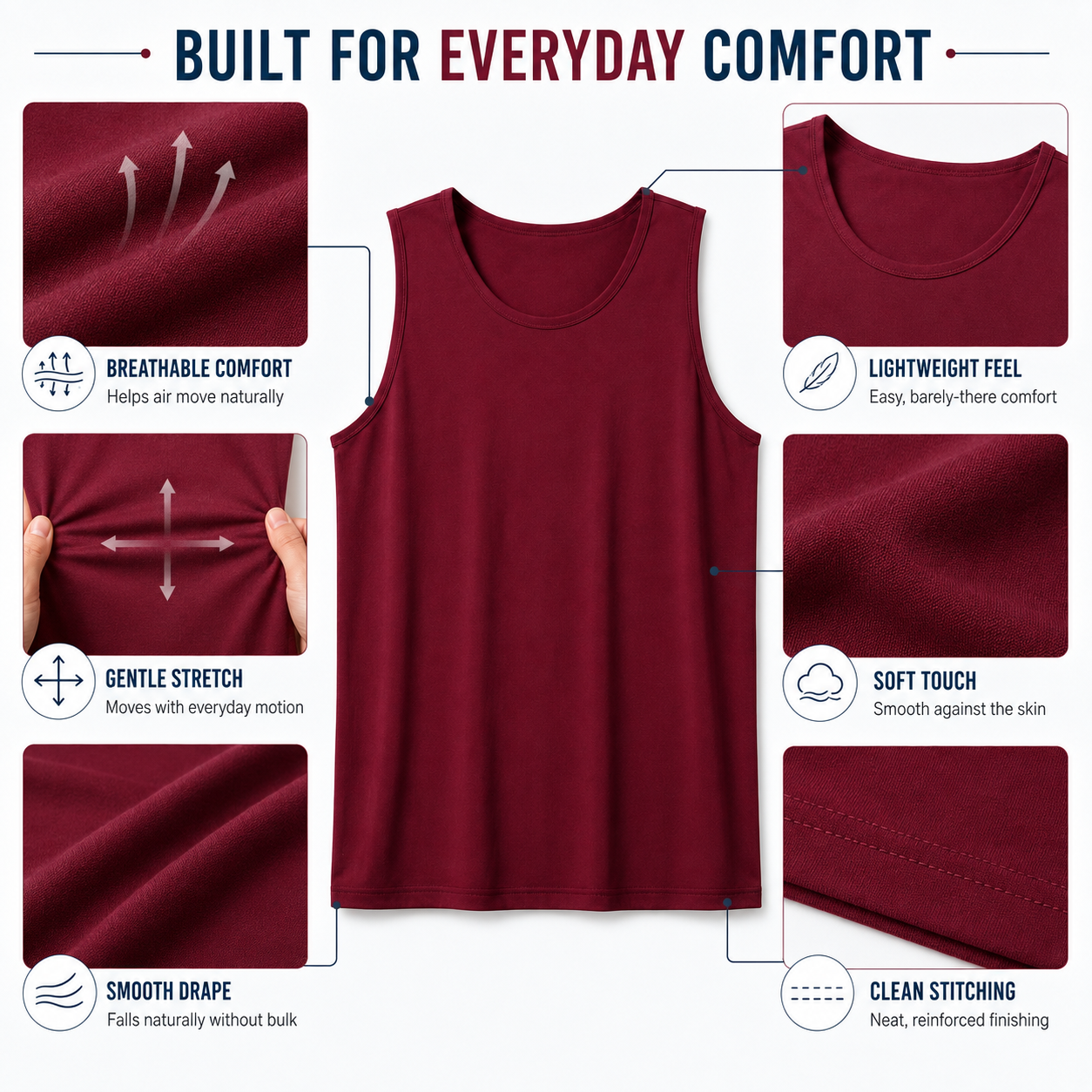 Athletic tank top product highlights