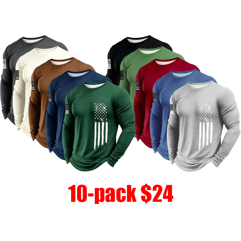 Men's 5-Pack Long Sleeve Athletic Shirt – Quick-Dry Breathable UV Protection Activewear for Gym & Daily Wear