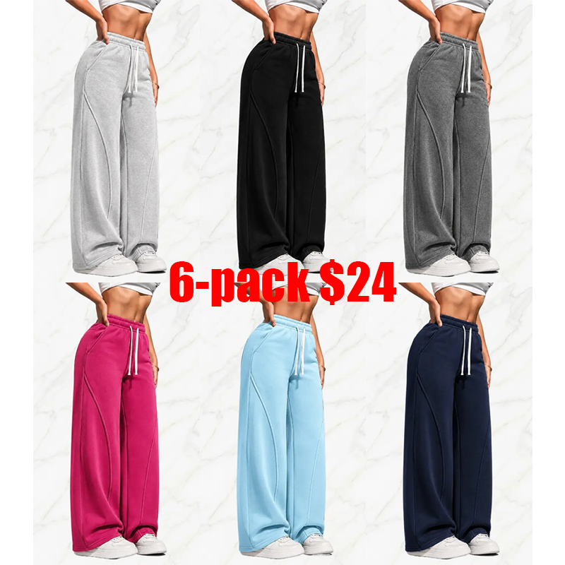 Women's 6-Pack Athletic Sweatpants – Lightweight Breathable Casual Travel Pants