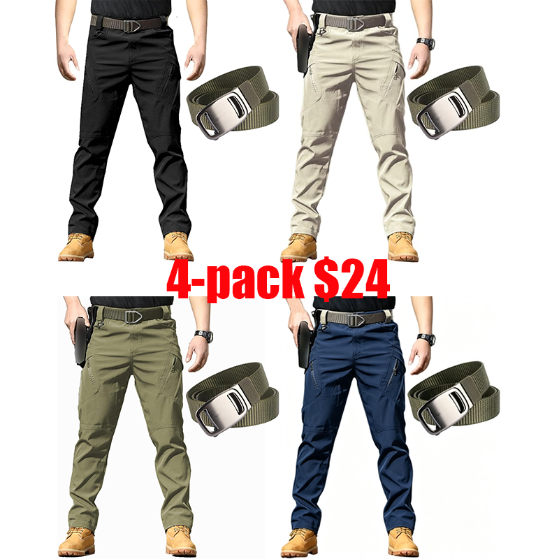 Men's 4-Pack Waterproof Tactical Pants – Lightweight Military Cargo Trousers for Outdoor Combat