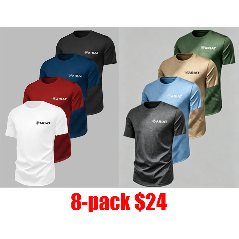 Men's 8-Pack Retro Graphic Tee – Quick-Dry Breathable Summer T-Shirt