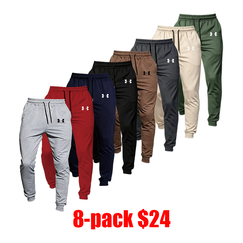 Men's 8-Pack Loose Joggers – Soft Stretch Sweatpants with Pockets, Retro Street Style