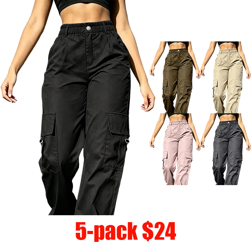 Women's High-Waisted Cargo Pants – Y2K Street Style Tactical Pants with Pockets