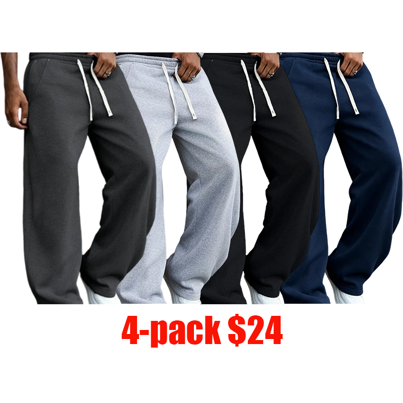 Men's 4-Pack Loose Athletic Set – Solid-Color Street Style Yoga Fitness Wear S-XXL
