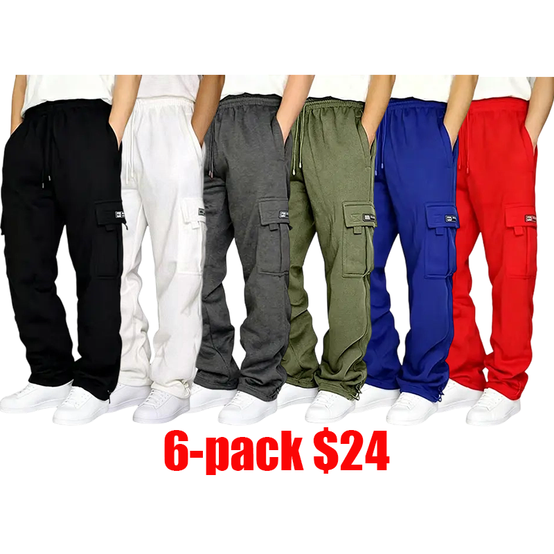 Men's Cargo Joggers – Multi-Pocket Drawstring Loose Casual Sweatpants, Worldwide Shipping