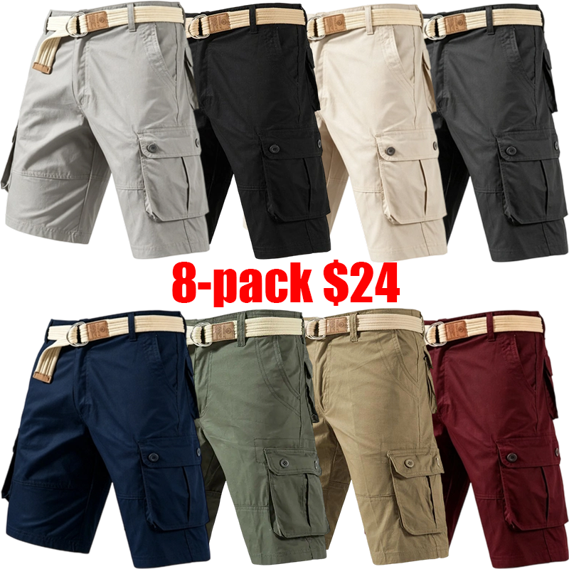Men's 4-Pack Tactical Cargo Shorts – Multi-Pocket Breathable Outdoor Hiking Shorts