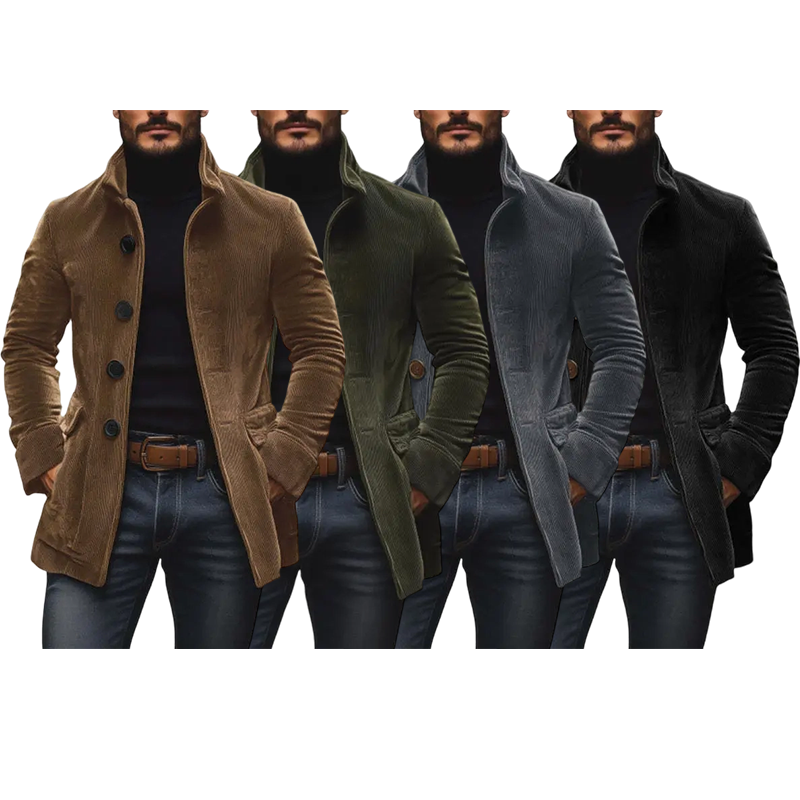 Men's Stand Collar Jacket – Solid Button Cardigan with Pockets for Spring Autumn Casual Wear