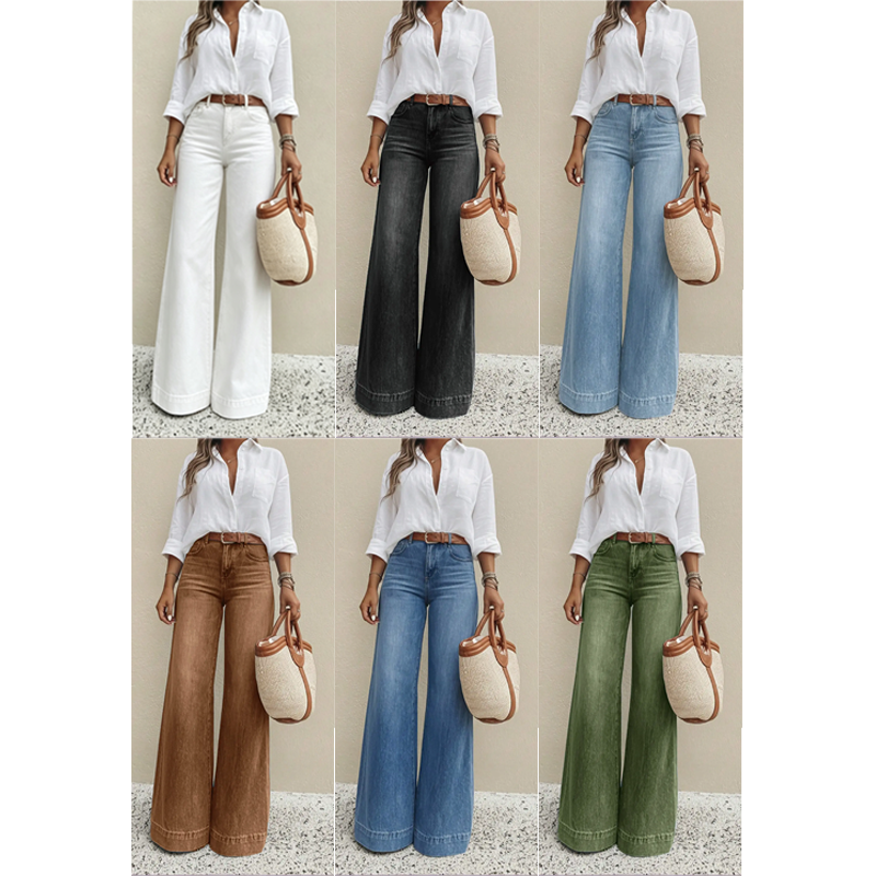 Women's Loose Straight Leg Jeans – Casual Denim Pants with Pockets