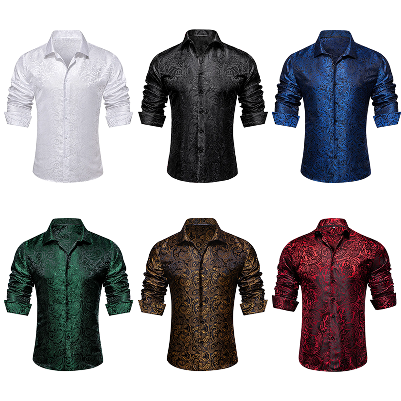 Men's Paisley Dress Shirt – Long Sleeve Wrinkle-Free Button Down Cowboy Shirt