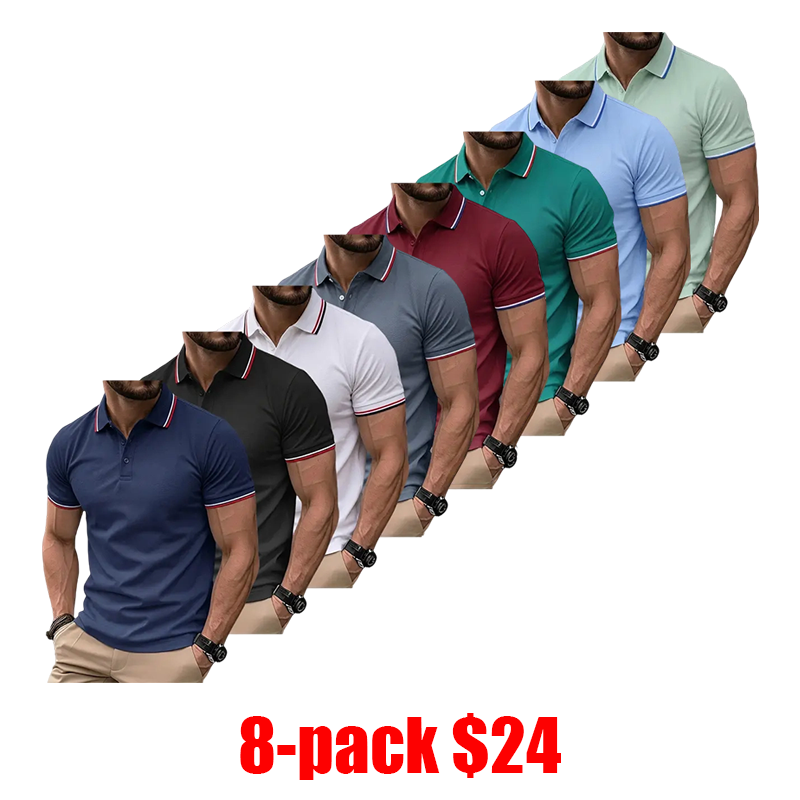 Men's 4-Pack Short Sleeve T-Shirts – Turn-Down Collar Slim Fit Business Casual Undershirt