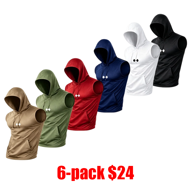 Men's 3-Pack Hooded Sleeveless Vest – Quick-Dry Cooling Workout Top for Streetwear & Running