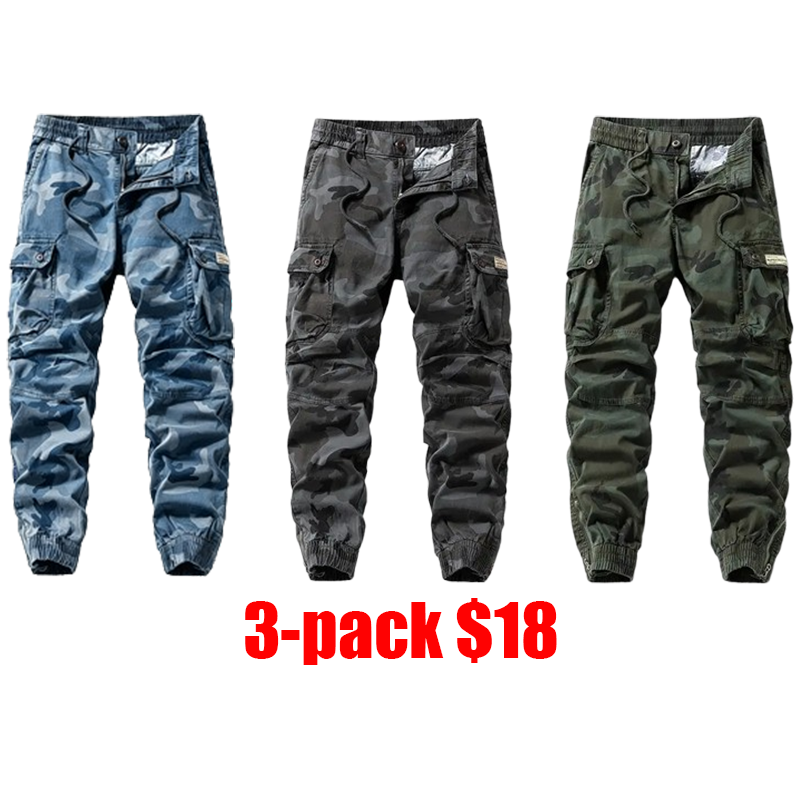 Men's Summer Lightweight Camouflage Cargo Pants – Jogger Style Breathable Cotton Durable Work Pants