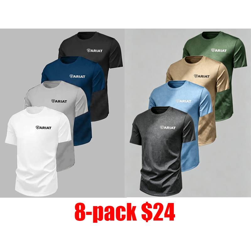 Men's 8-Pack Retro Graphic Tee – Quick-Dry Breathable Summer T-Shirt