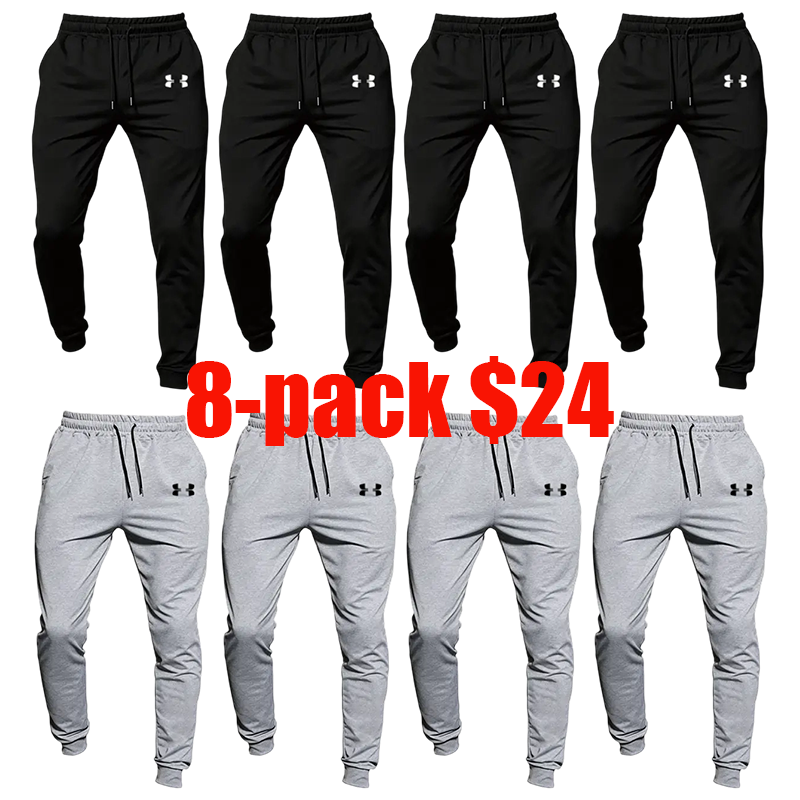 Men's 8-Pack Loose Joggers – Soft Stretch Sweatpants with Pockets, Retro Street Style