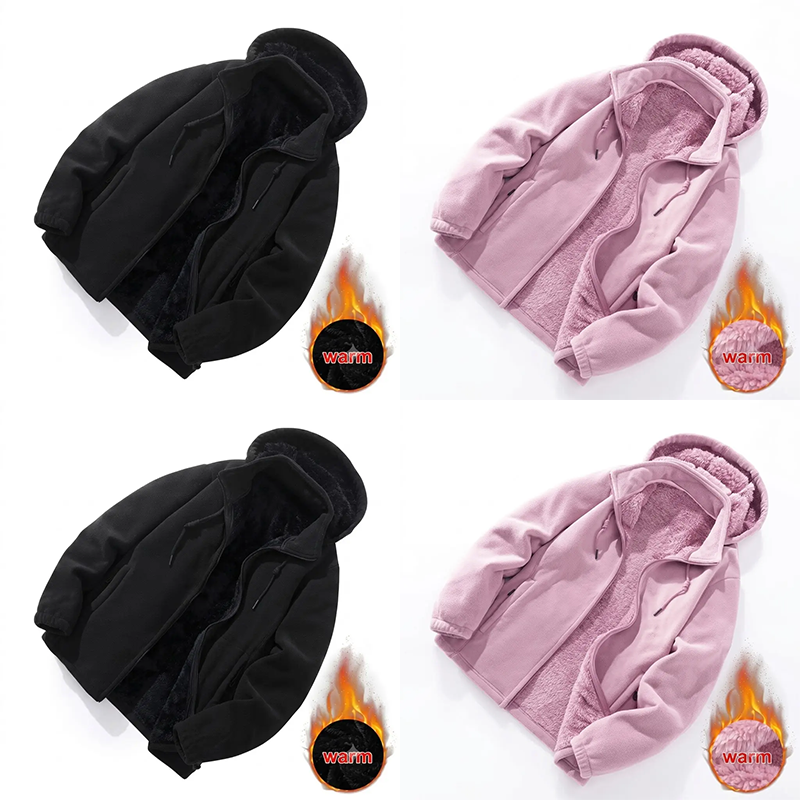 Women's 4-Pack Warm Fleece Jacket – Hooded Thick Lined Casual Winter Cardigan