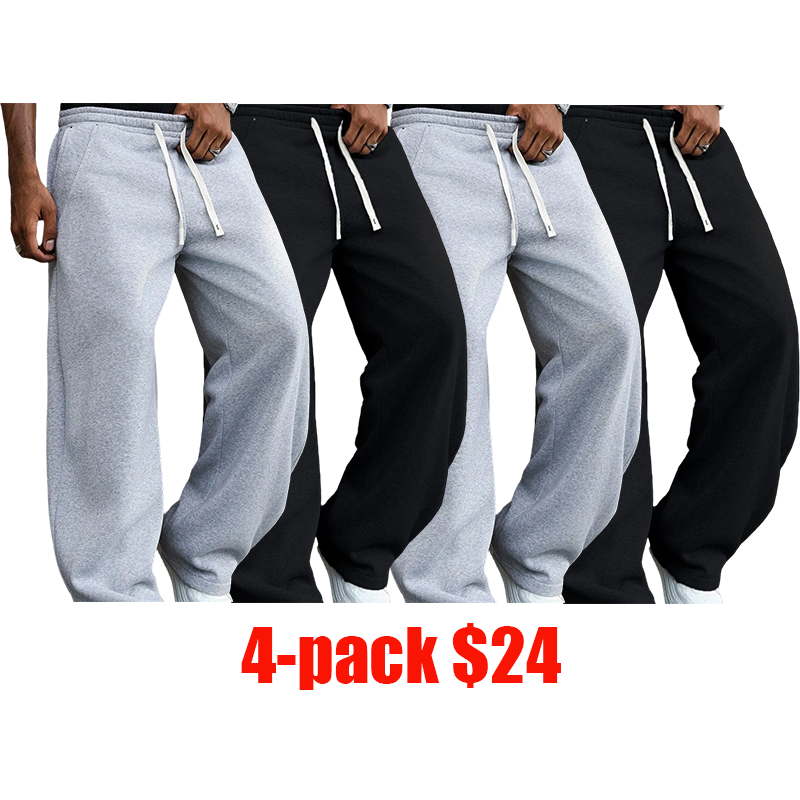 Men's 4-Pack Loose Athletic Set – Solid-Color Street Style Yoga Fitness Wear S-XXL