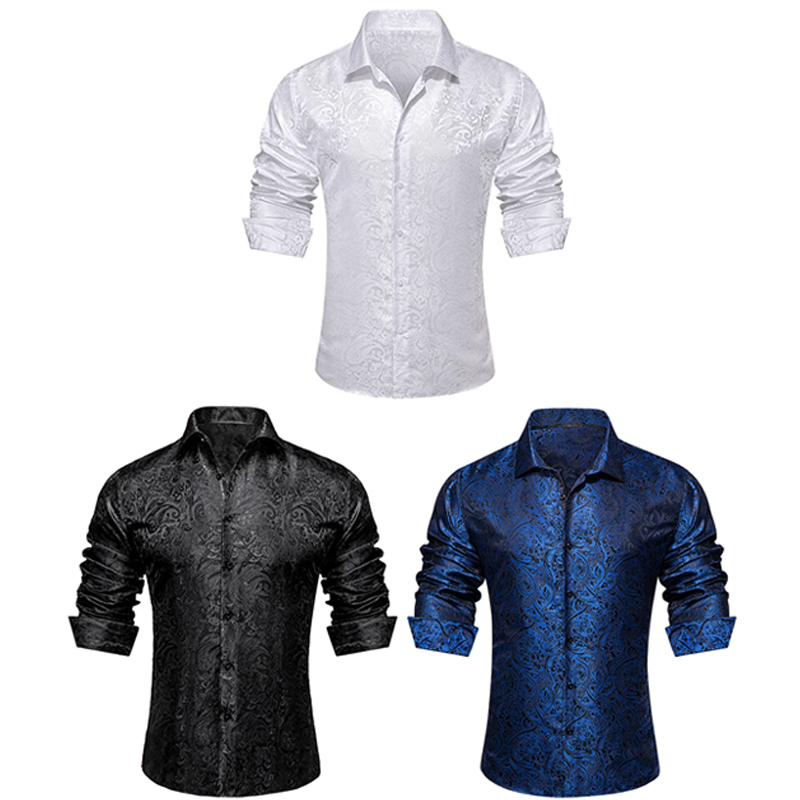 Men's Paisley Dress Shirt – Long Sleeve Wrinkle-Free Button Down Cowboy Shirt