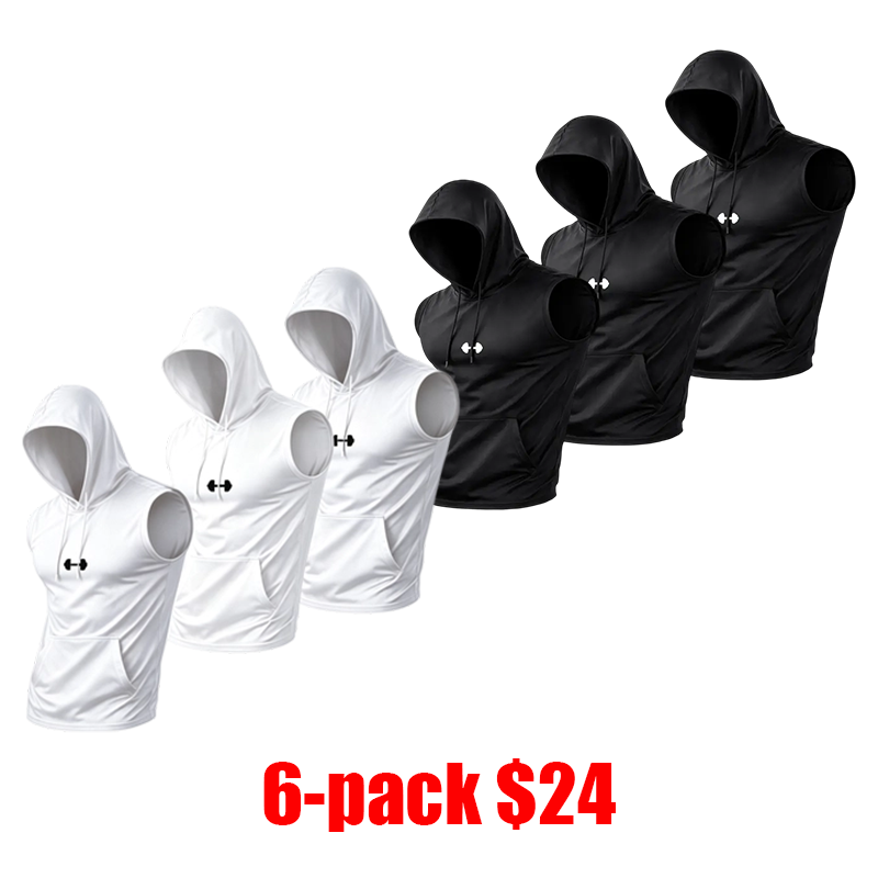 Men's 3-Pack Hooded Sleeveless Vest – Quick-Dry Cooling Workout Top for Streetwear & Running