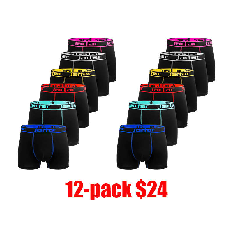 12-Pack Men's Solid Color Boxer Briefs – Soft Polyester Sports & Daily Wear Underwear