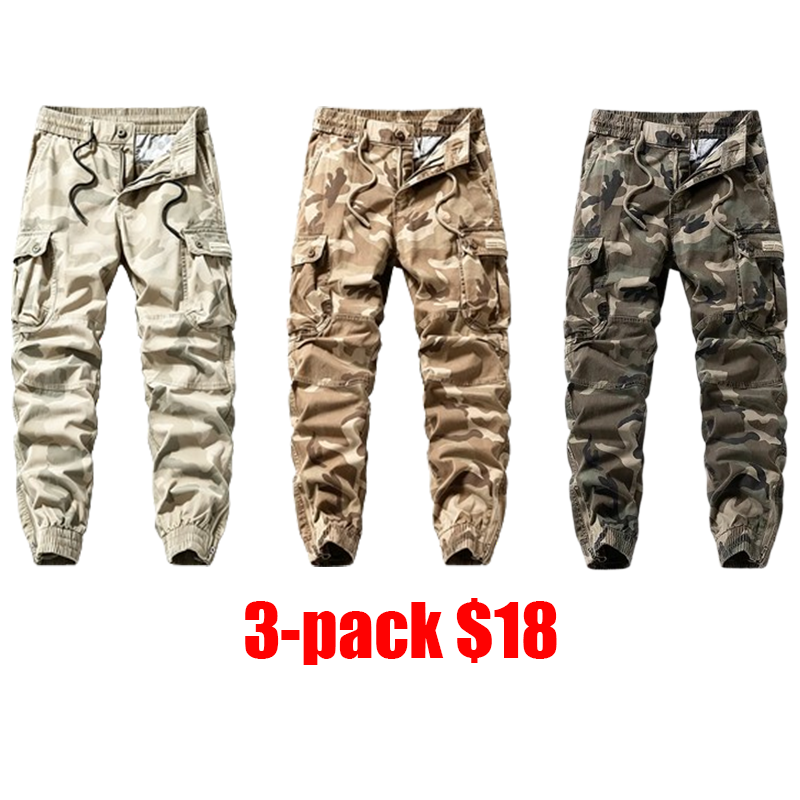 Men's Summer Lightweight Camouflage Cargo Pants – Jogger Style Breathable Cotton Durable Work Pants