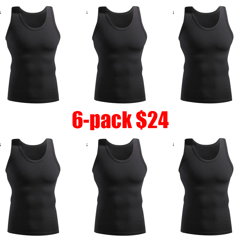 Men's 6-Pack Sleeveless Tank Top – Snug Fit Performance Tee for Gym & Daily Wear