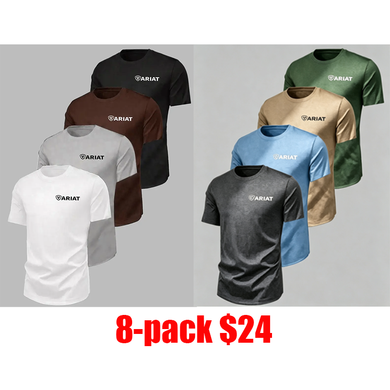Men's 8-Pack Retro Graphic Tee – Quick-Dry Breathable Summer T-Shirt