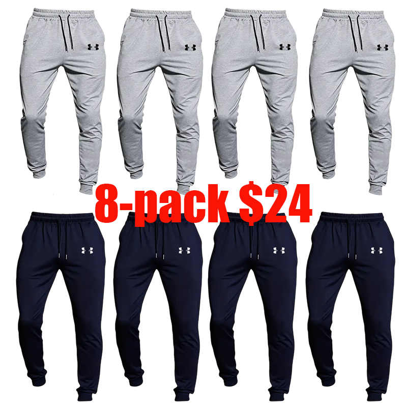 Men's 8-Pack Loose Joggers – Soft Stretch Sweatpants with Pockets, Retro Street Style