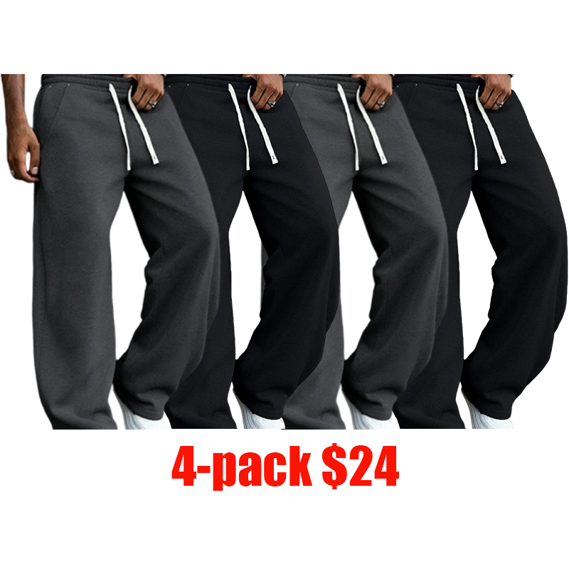 Men's 4-Pack Loose Athletic Set – Solid-Color Street Style Yoga Fitness Wear S-XXL