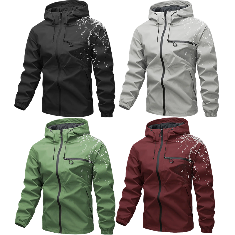 Unisex 4-Pack All-Weather Jacket – Waterproof Windproof Hooded Lightweight Outdoor Coat with Adjustable Cuffs