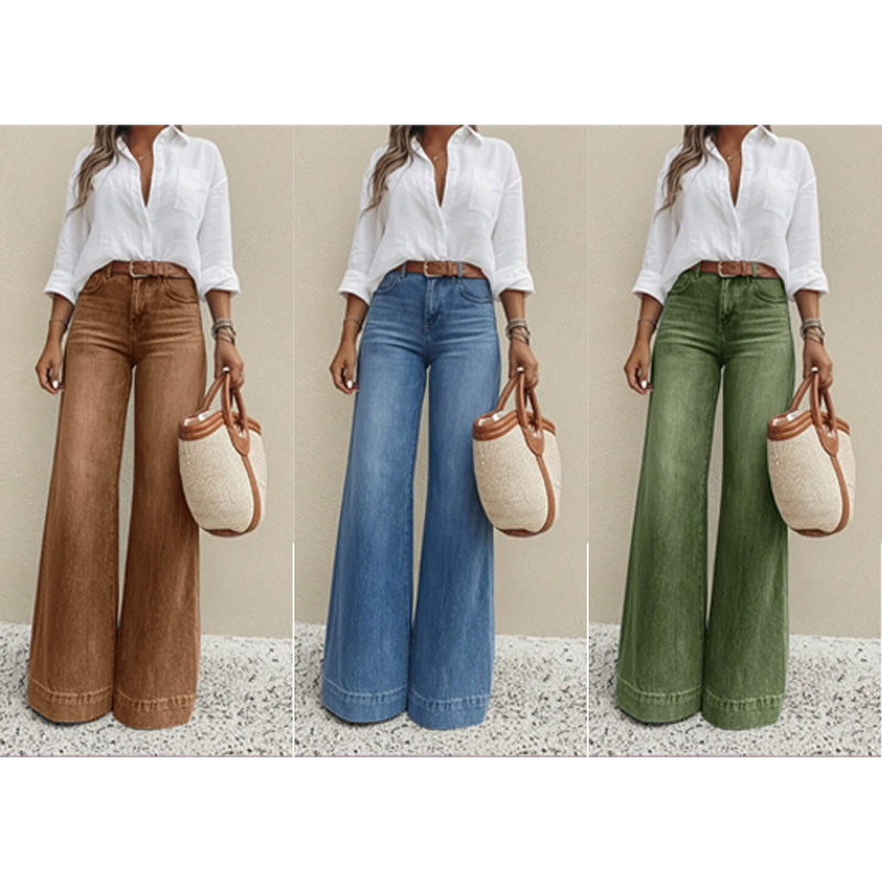 Women's Loose Straight Leg Jeans – Casual Denim Pants with Pockets