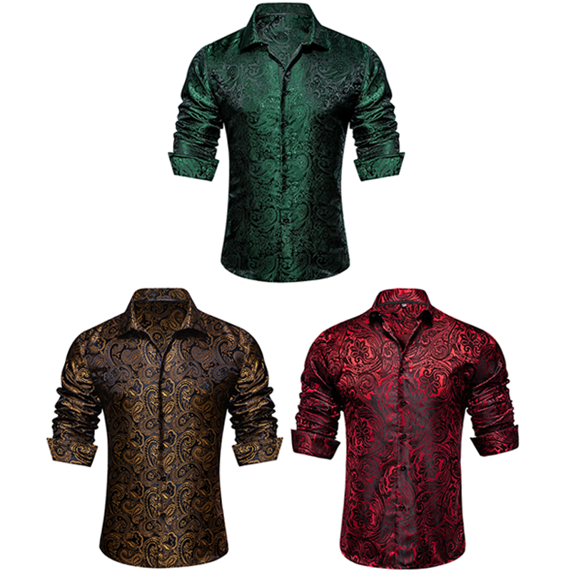 Men's Paisley Dress Shirt – Long Sleeve Wrinkle-Free Button Down Cowboy Shirt