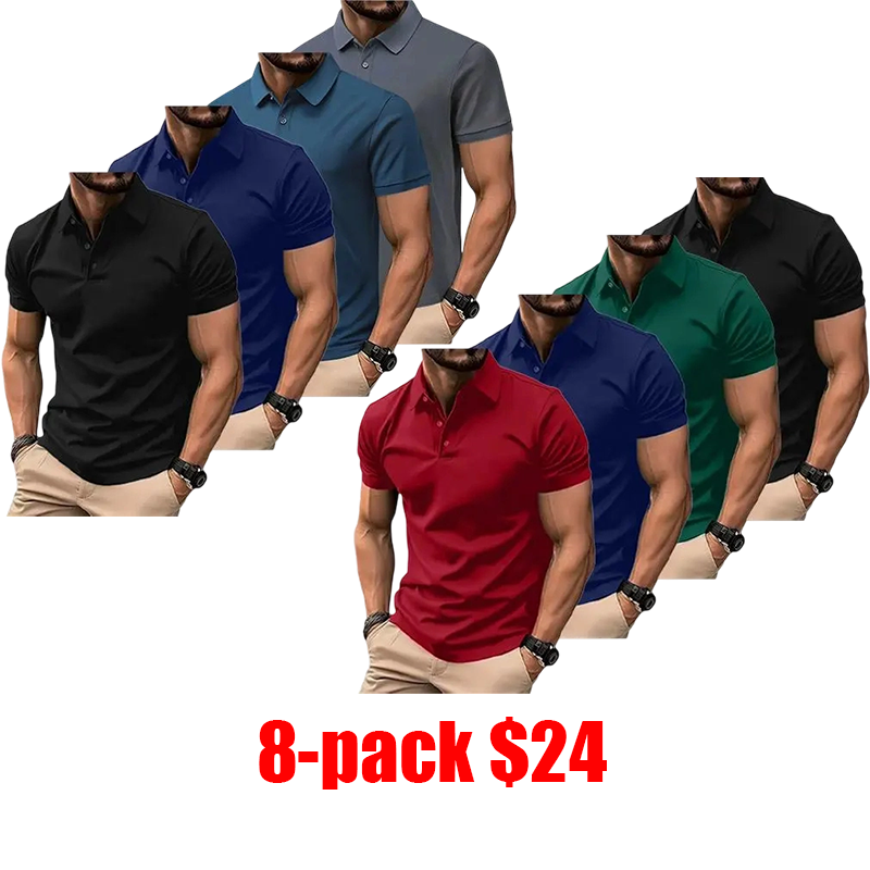 Men's 4-Pack Business Polo Shirts – Soft Stretch Comfortable Casual Polyester Tees
